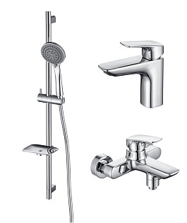 Душевой комплект со смесителями для раковины и для душа хром AQ1030CR