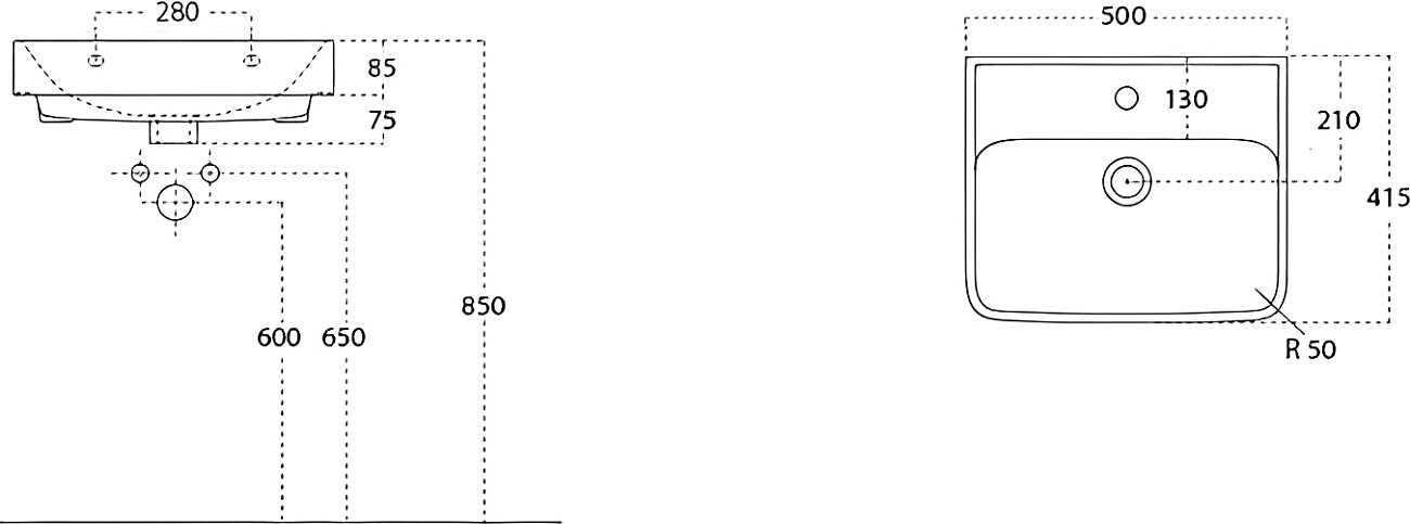 Раковина накладная керамическая прямоугольная 41,5х50 см белая Stworki 19050-KL - изображение 2