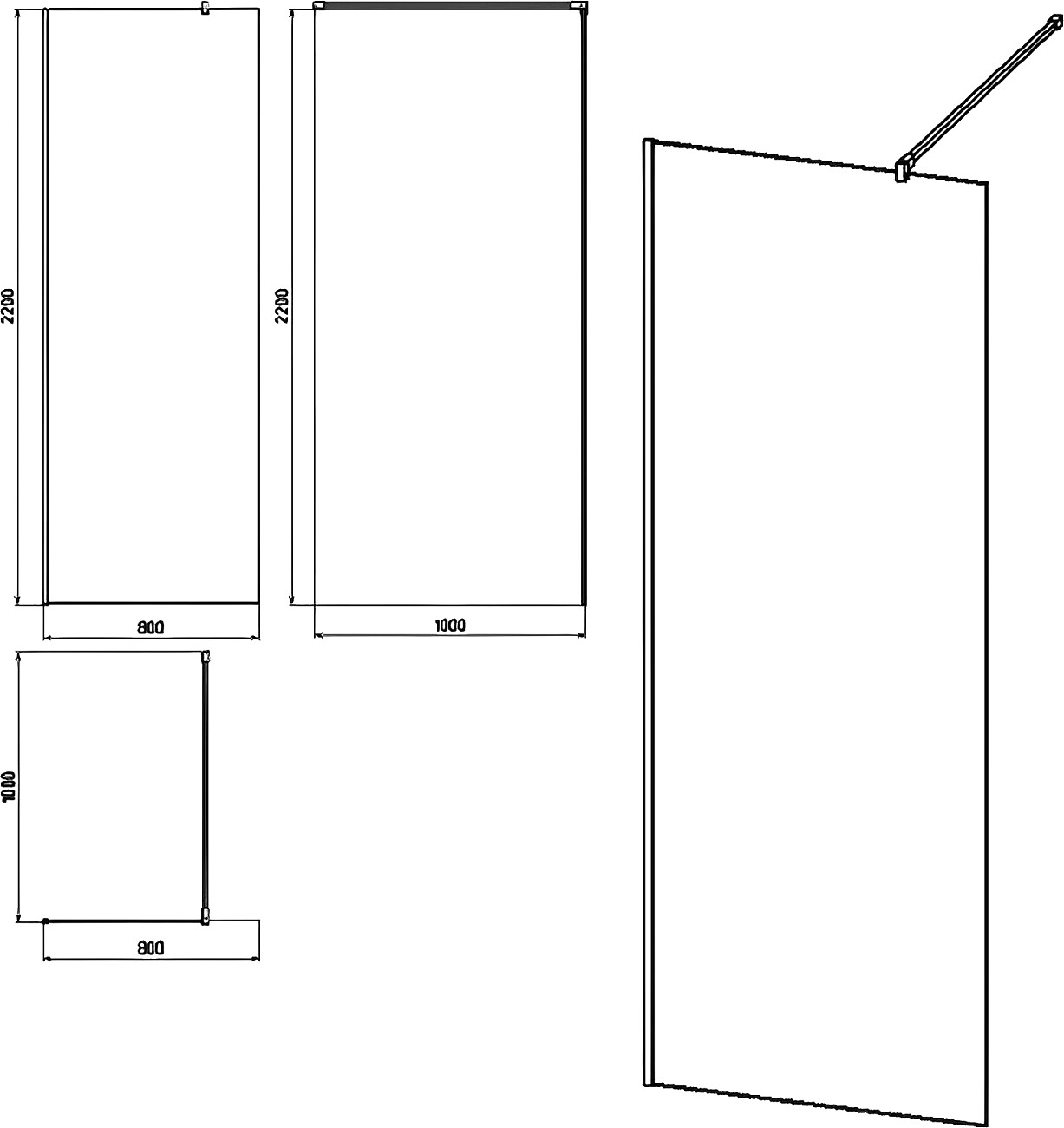 Душевая перегородка стеклянная 80 см прозрачная, золото Stworki "Берген" - изображение 3