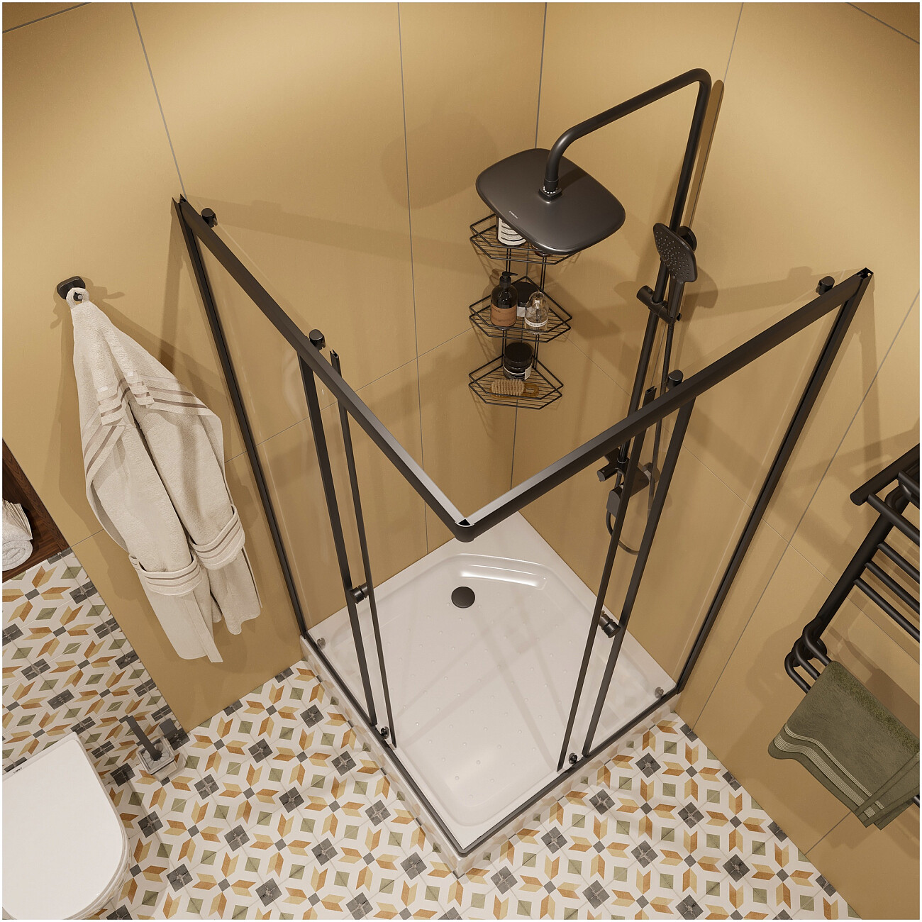 Душевой уголок квадратный 90х90 см черный Diwo "Анапа" Щ0000055508 - изображение 8