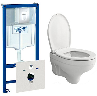 Унитаз белый Bocchi Taormina Pro Rimless 1451-001-0129 с инсталляцией Grohe Rapid SL 38775001