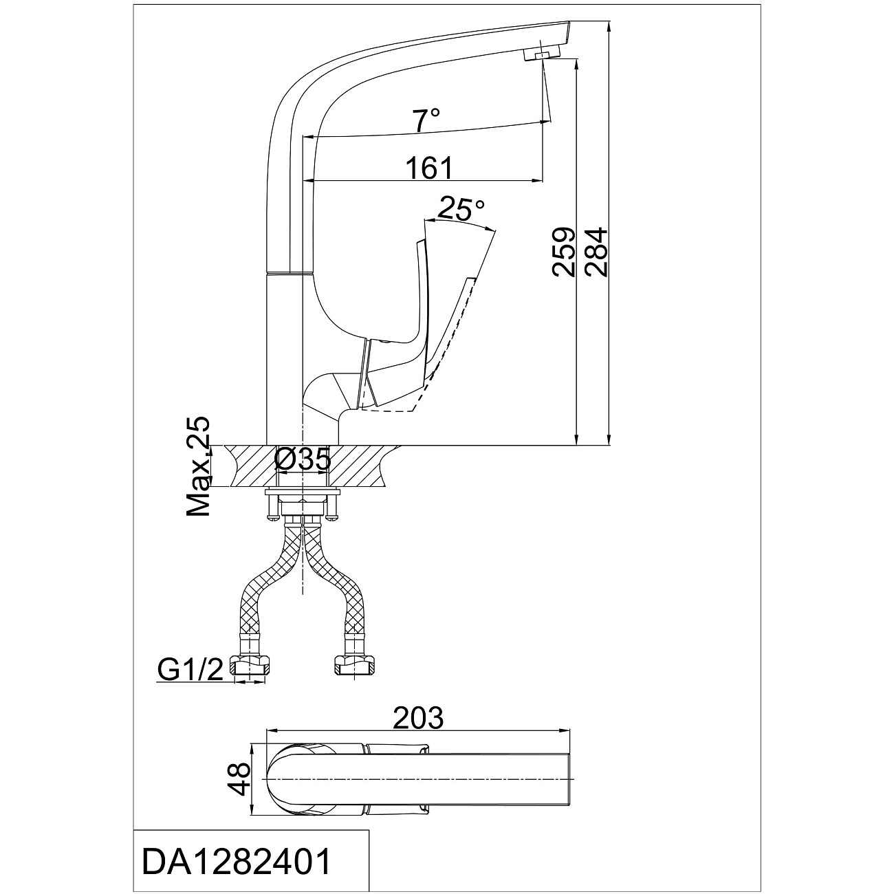 Смеситель для кухни однорычажный хром D&K Rhein Feuerbach DA1282401 - изображение 2