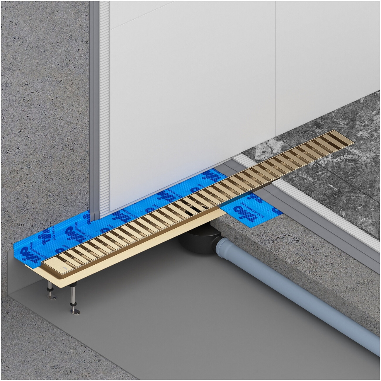 Душевой лоток с вставкой "lines" золото матовое Timo Drain System 800 - изображение 4