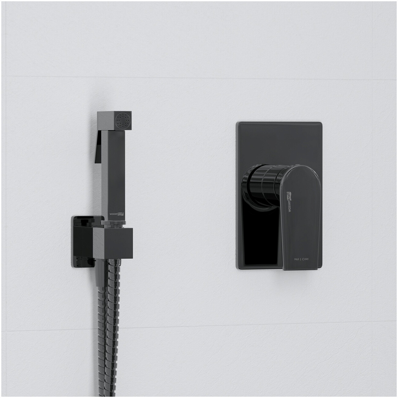 Гигиенический душ с встраиваемым смесителем черный Wasserkraft A66096 - изображение 3