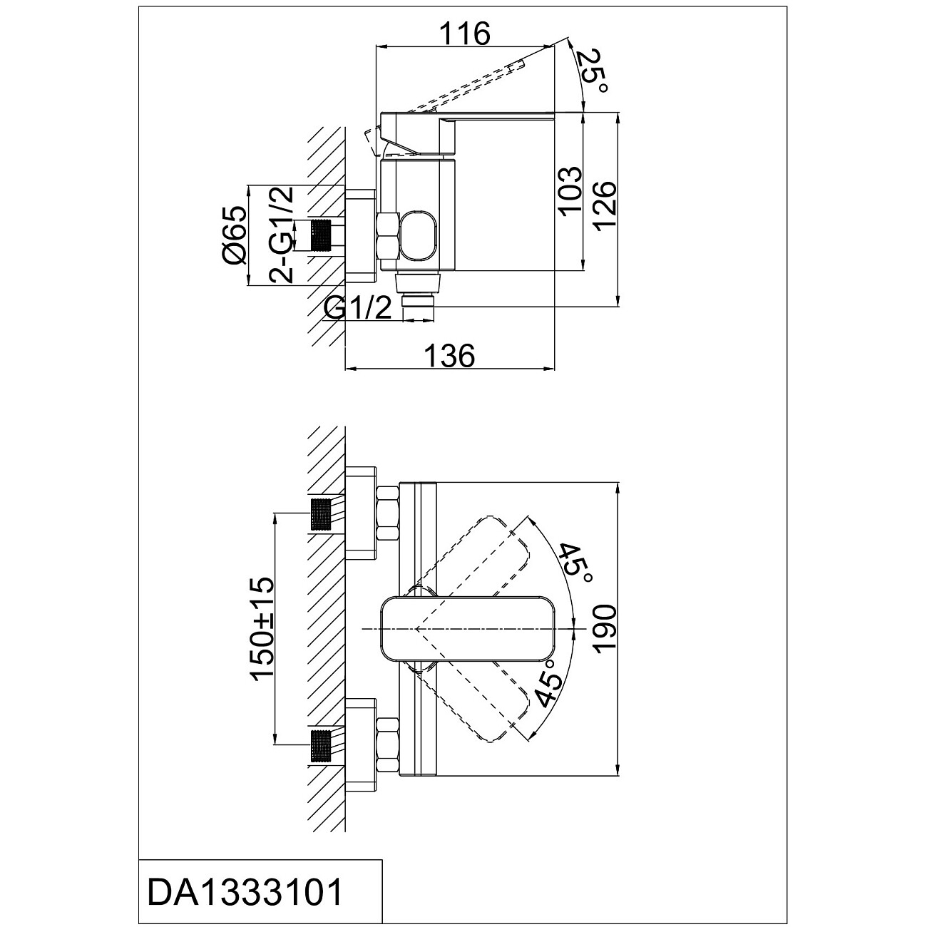 Смеситель для душа однорычажный с душевым гарнитуром хром D&K Rhein Altportel DA1333101 - изображение 2