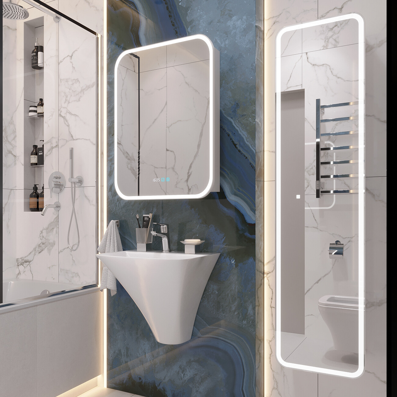 Раковина подвесная керамическая прямоугольная 40х54 см белая Stworki "Монтре 55" - изображение 4