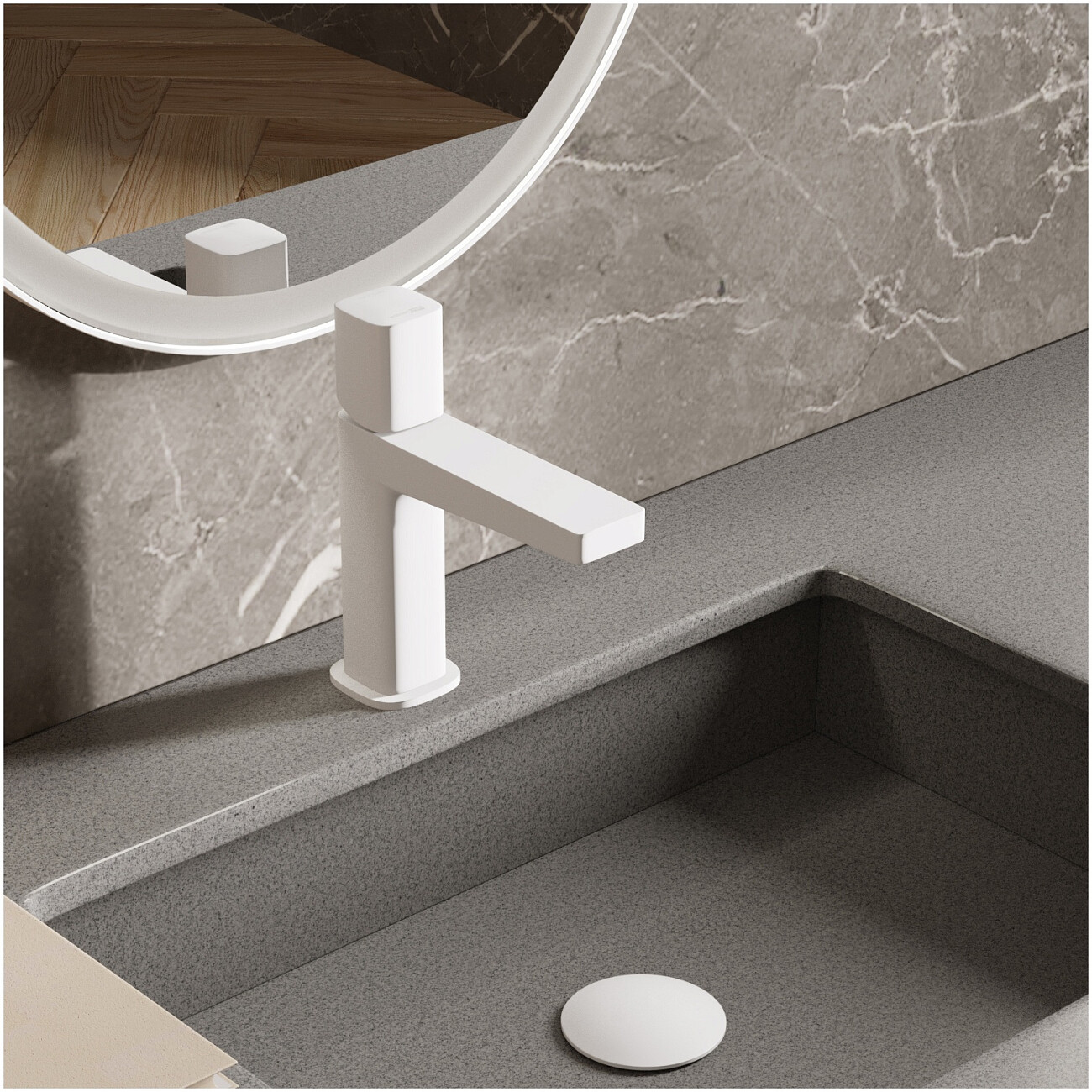 Смеситель для раковины из латуни белый Wasserkraft 9503 - изображение 2