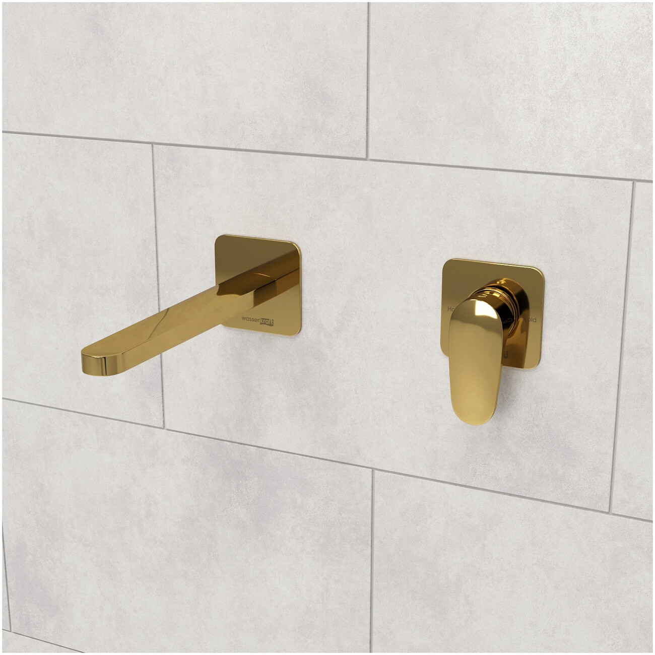 Смеситель для раковины встраиваемый с изливом золото Wasserkraftй A2151.279 - изображение 2