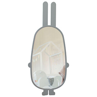 Зеркало детское напольное серое "Заяц"