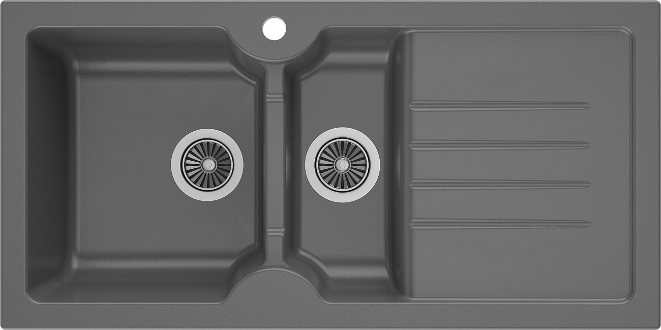 Мойка кухонная антрацит Domaci "Сиена" 54100-112 со смесителем Stworki HDA5708XH2 - изображение 4