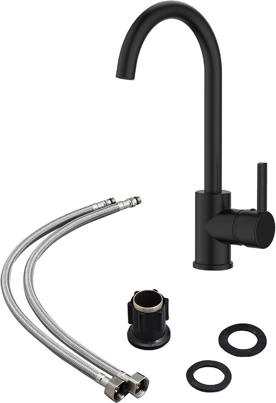 Смеситель для кухни однорычажный черный Domaci "Равенна" KS-01b - изображение 7