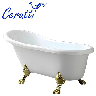Ванна на львиных алюминиевых лапах белая, золото Cerutti SPA Classic 170 CT9668