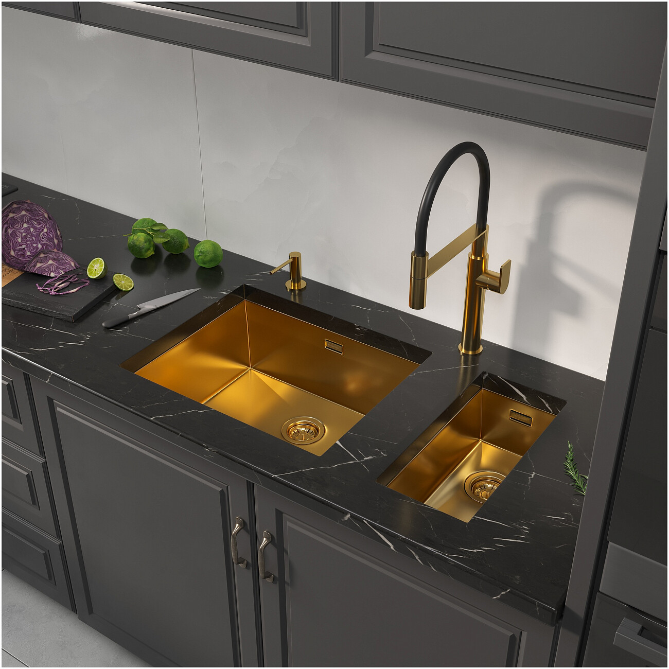 Дополнительная чаша для мойки из нержавеющей стали 44х22 см золото Reflexion Como RX2022GD - изображение 8