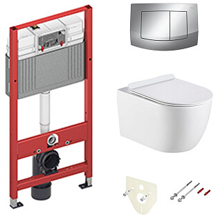 Унитаз подвесной белый Creto Logan L1 1001-001-L1W с инсталляцией TECEbase 2.0 9400405