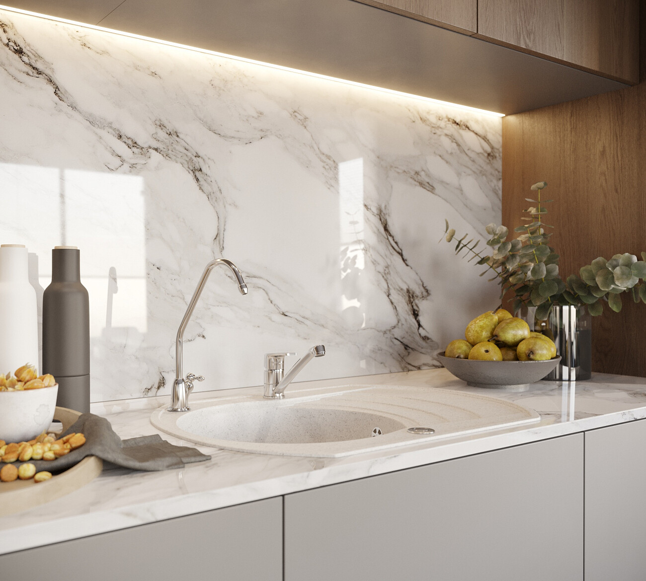 Мойка кухонная белая Domaci "Бьелла" DMC-65-331 - изображение 4