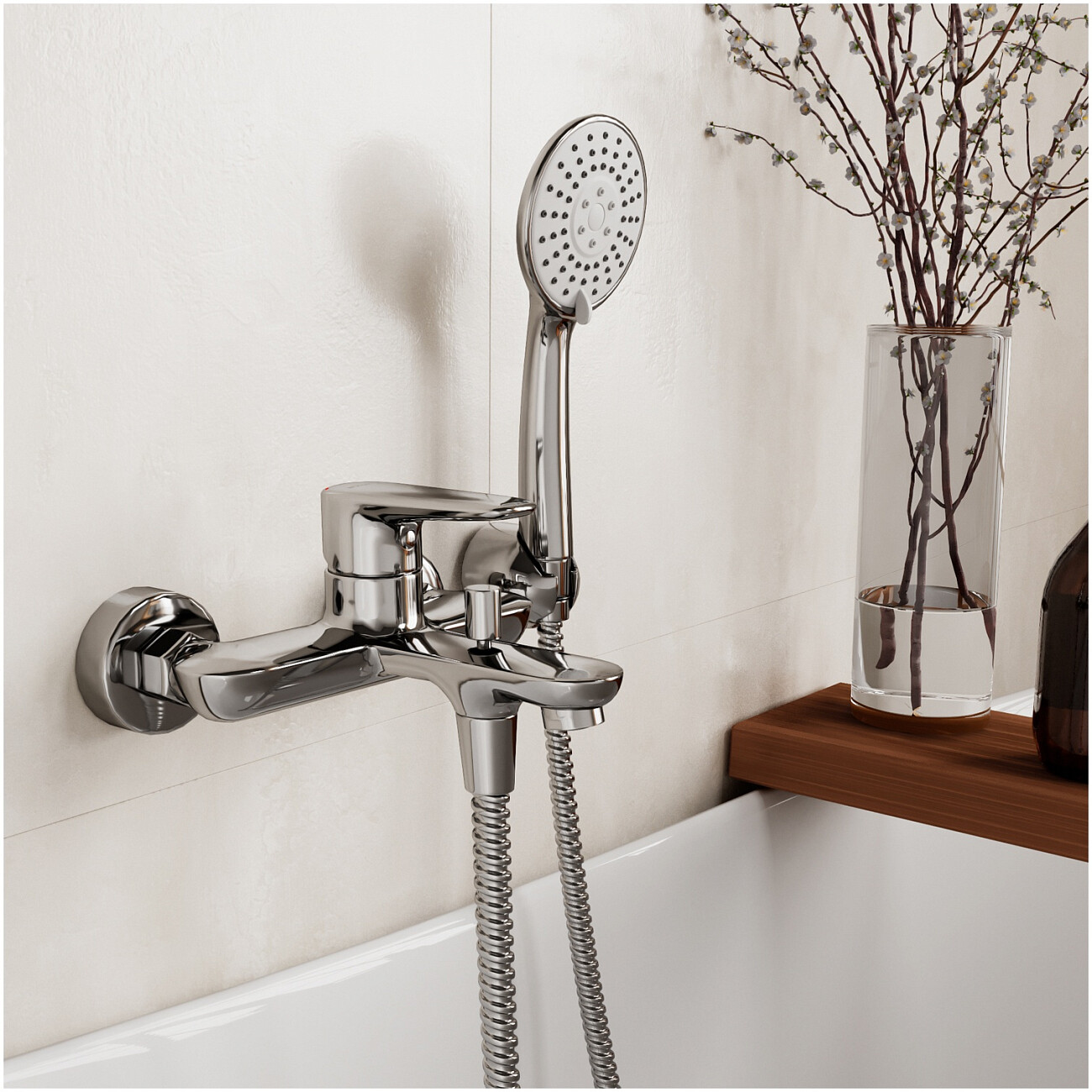 Смеситель для ванны однорычажный с душевым гарнитуром хром Wasserkraft Vils 5601 - изображение 2