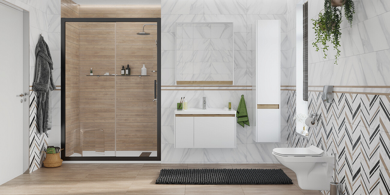 Душевая дверь в нишу 200х150 см черная Stworki "Стокгольм"  3GW211TTKK000 - изображение 4