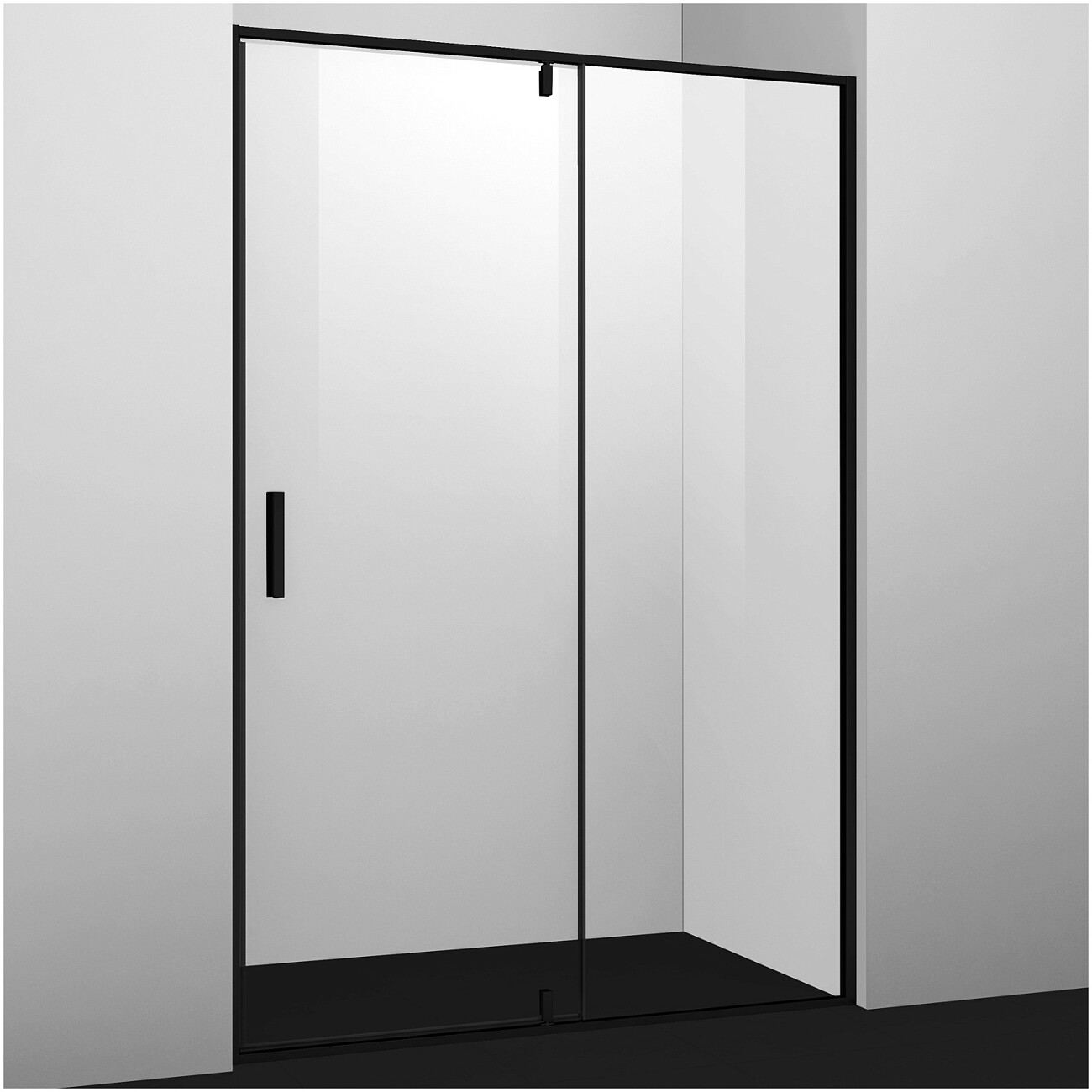 Душевая дверь распашная 120х200 см прозрачная, черная Wasserkraft Elbe 74P05 - изображение 3