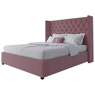 Кровать двуспальная с мягким изголовьем 160х200 пыльная роза Wing-2