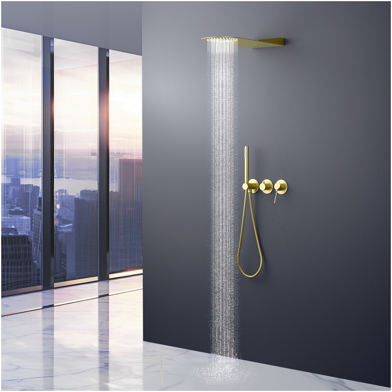 Душевой комплект встраиваемый с верхним душем золото матовое Timo Saona SX-2340-17SM - изображение 3