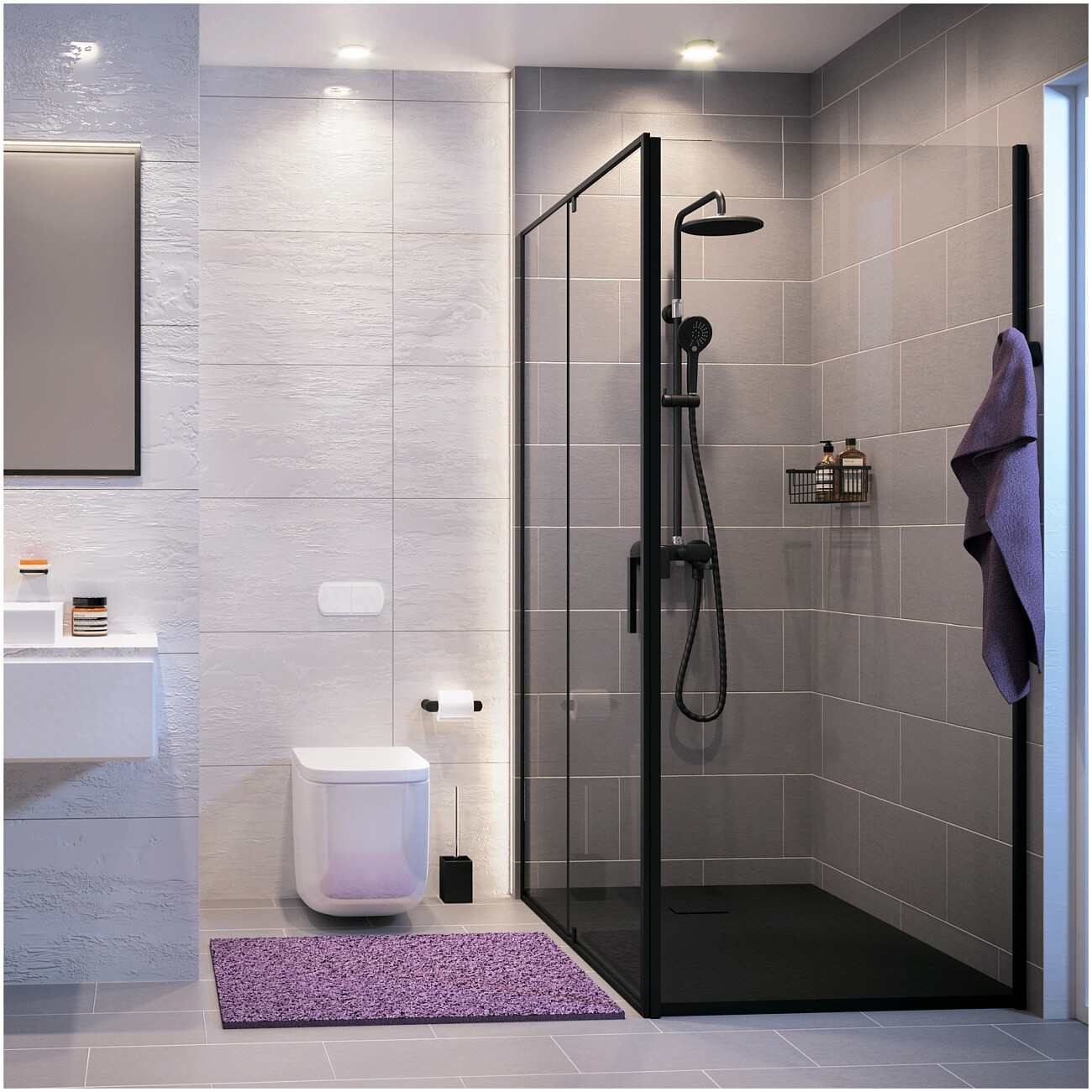 Душевой уголок прямоугольный 120х100 см черный Wasserkraft Elbe 74P10 - изображение 2