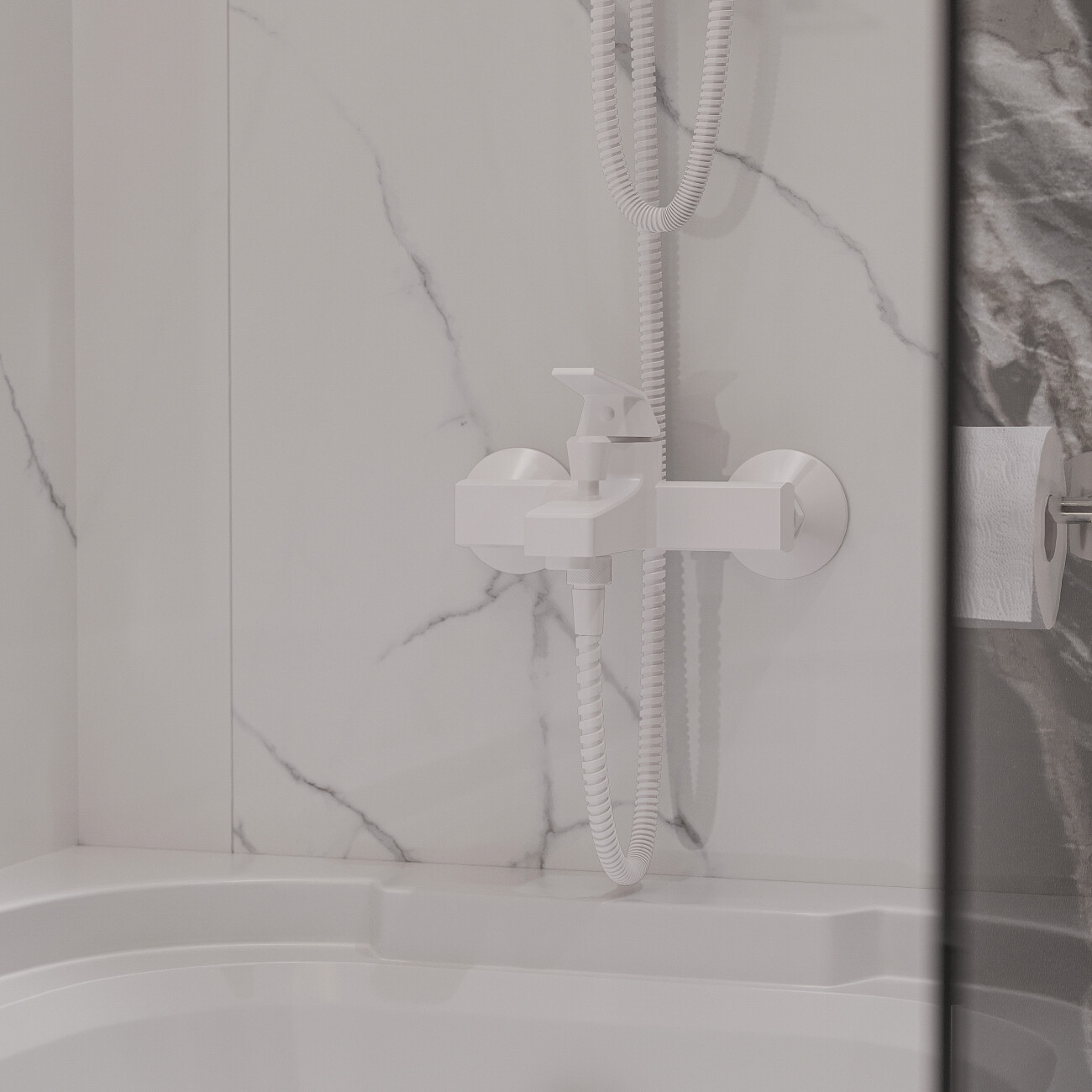 Смеситель для ванны с душем белый Diwo "Смоленск" SM-03w - изображение 10