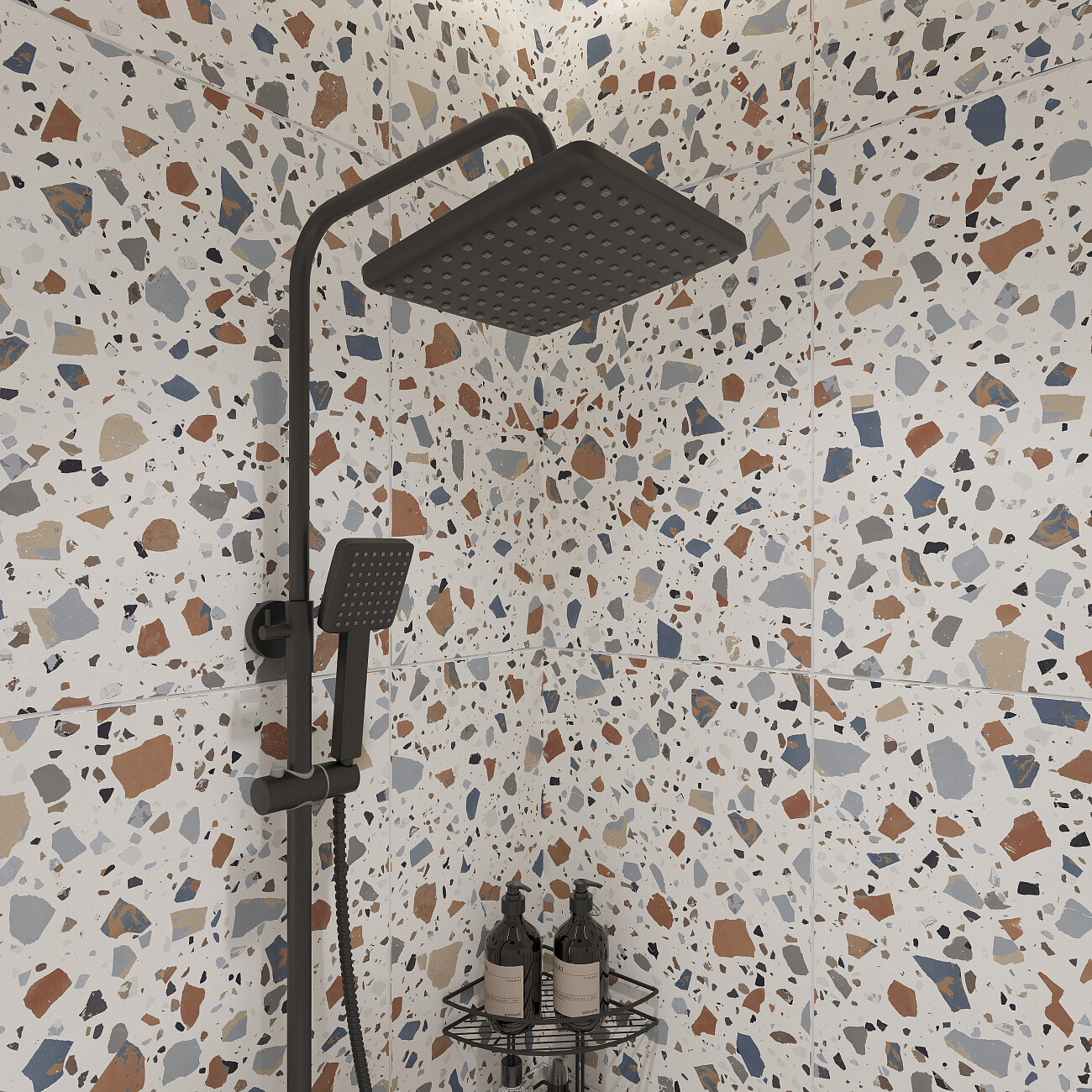 Душевая стойка с верхним душем и смесителем черная Stworki "Ольтен" OLT-04b - изображение 7