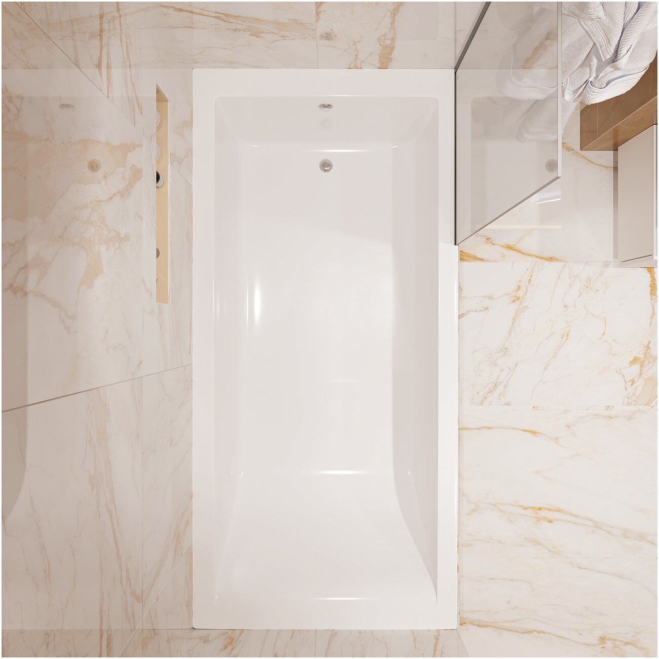 Ванна из искусственного камня прямоугольная с ножками 190x90 см белая Stworki "Ольборг" - изображение 6