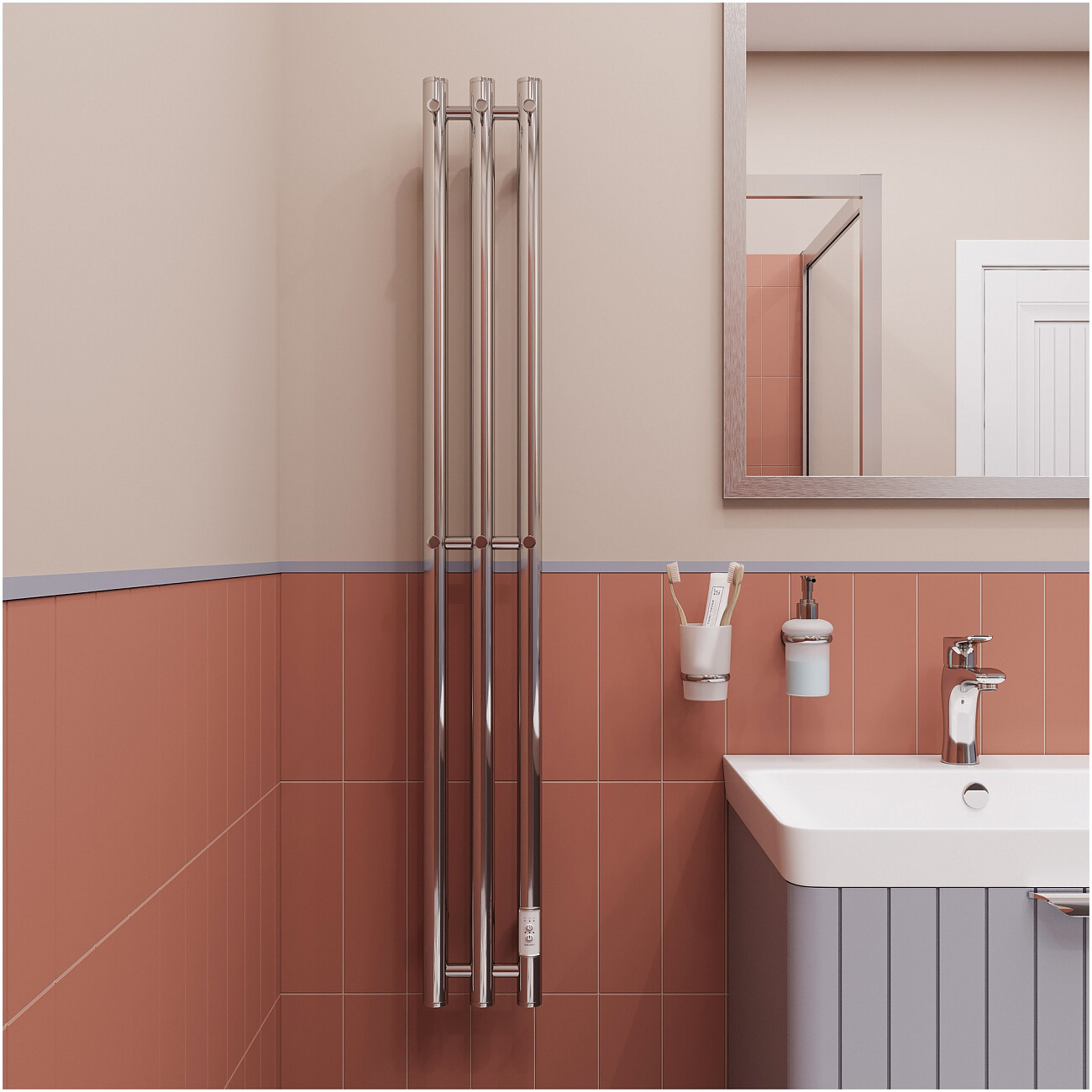 Полотенцесушитель электрический с терморегулятором 120 см хром Ewrika "Пенелопа" Х3 - изображение 7