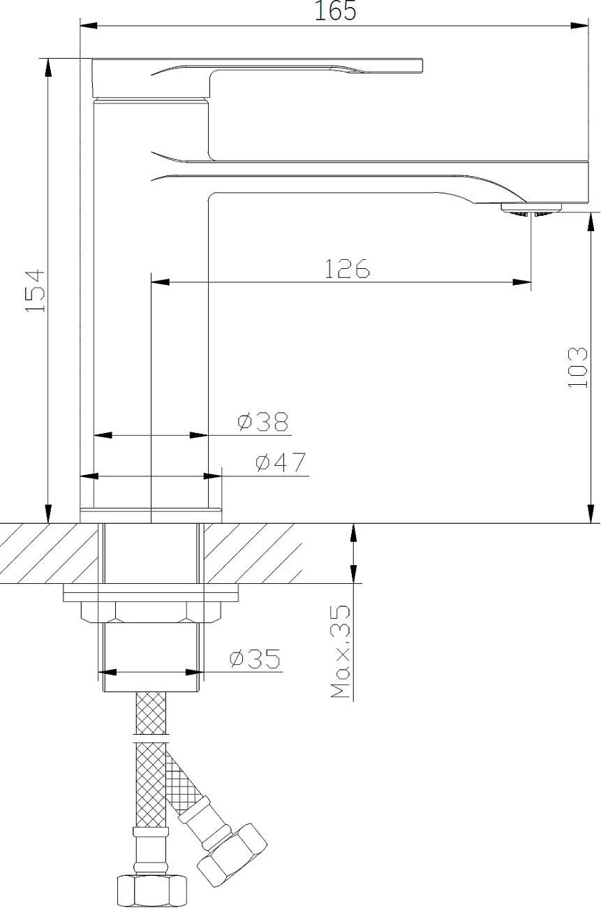 Смеситель для раковины однорычажный черный Diwo "Орёл" ORL-04b - изображение 2