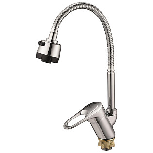 Смеситель для кухни однорычажный с гибким изливом хром Solone KAD4-B043