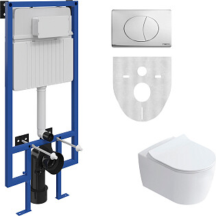 Унитаз с инсталляцией и кнопкой белый, хром Stworki &quot;Ноттвиль&quot; SETK3104-2616-001-1-8000, 510162