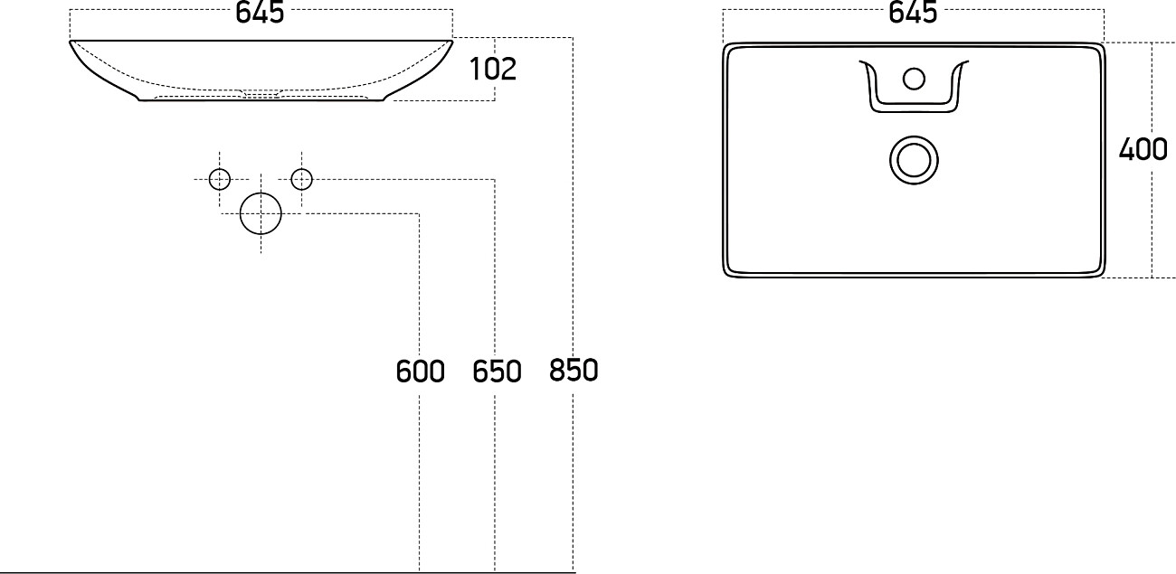 Раковина накладная керамическая прямоугольная 40х65 см белая Stworki 3063-KL - изображение 2