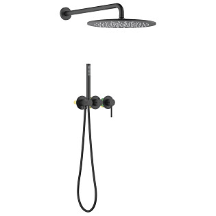 Душевой комплект встраиваемый с верхним душем черный Timo Saona SX-2349-03SM