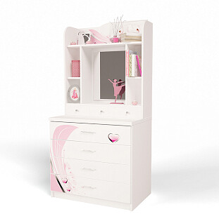 Надстройка на комод белая/розовая Princess new