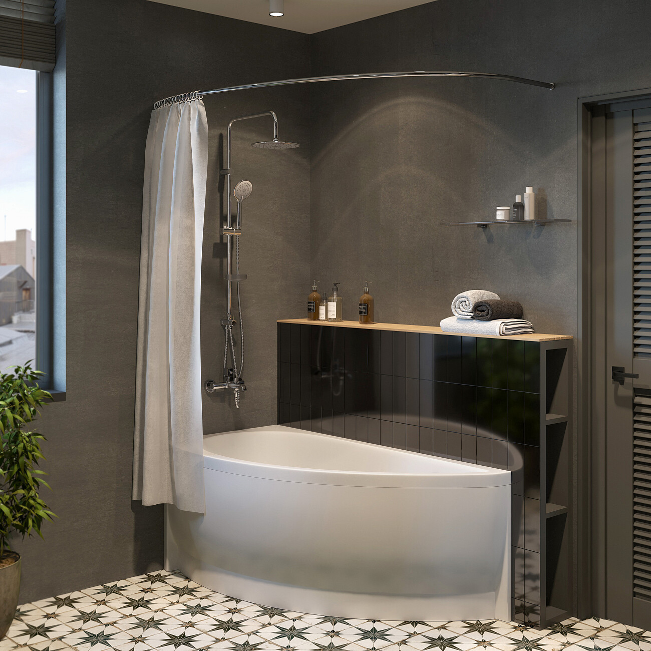 Ванна акриловая угловая с каркасом 150х75 см белая Stworki "Лунд" L LU15075L, R15075LR - изображение 4