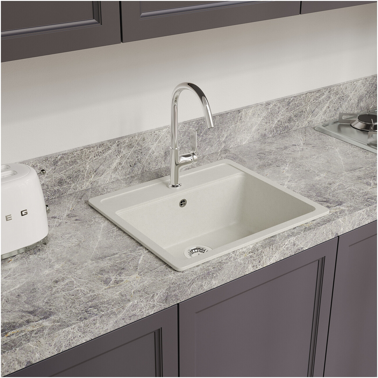 Мойка кухонная белая Domaci "Болонья" М-09-001 - изображение 8