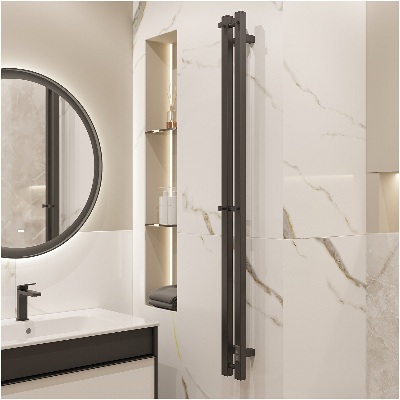 Полотенцесушитель электрический 140х11 см черный Ewrika "Пенелопа P2" 4657812418729 - изображение 8