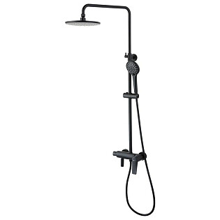 Душевая стойка с верхним душем и смесителем черная Lemark Bronx LM3762BL