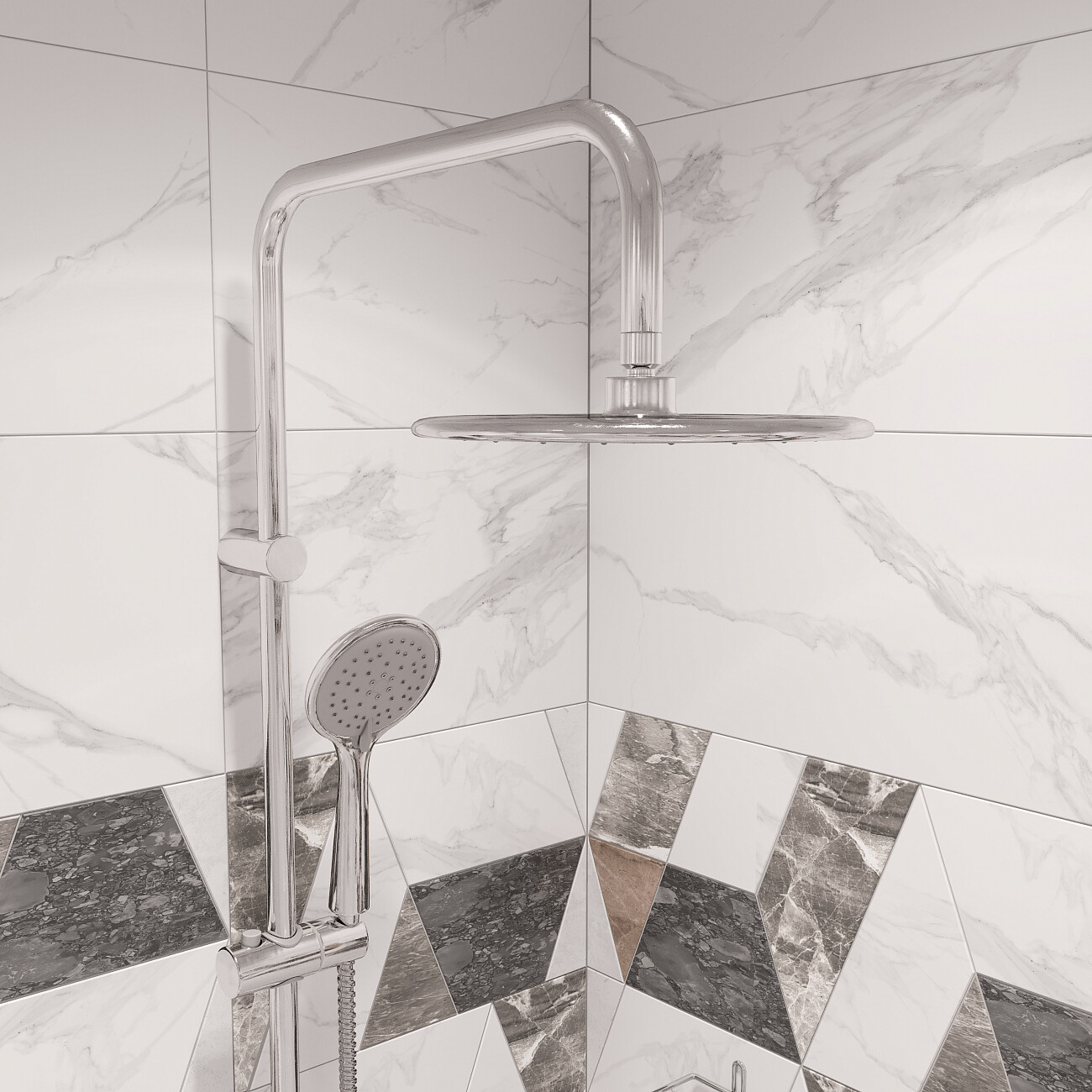 Душевая стойка с верхним душем с держателем и мыльницей хром Stworki "Скаген" SK-01cr - изображение 4