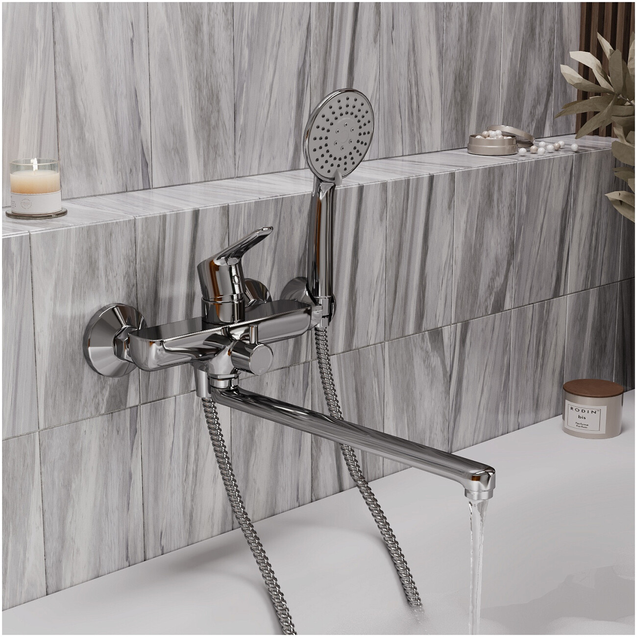 Душевой комплект с лейкой и длинным изливом хром Wasserkraft Lippe 4502L - изображение 3