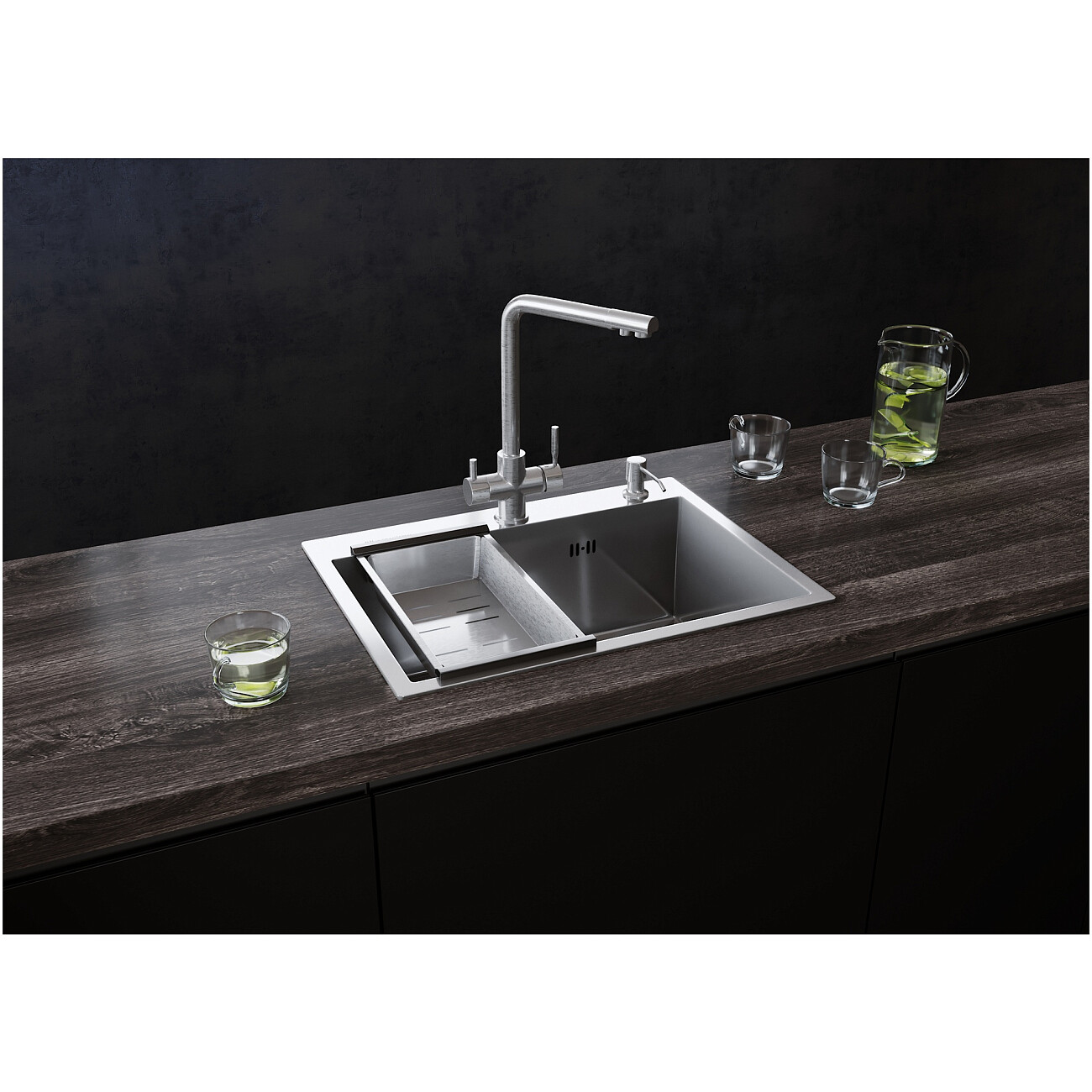 Мойка кухонная 60х45 см брашированная сталь Ulgran Steel US 600-001 - изображение 4