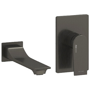 Смеситель для раковины встраиваемый с изливом вороненая сталь Wasserkraft A84563