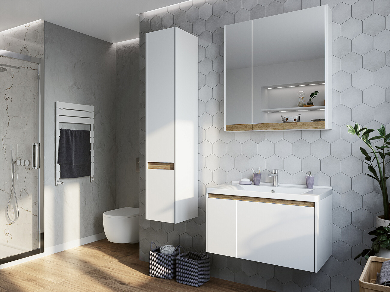 Раковина мебельная фарфоровая 80 см белая Stworki "Миранда" - изображение 6