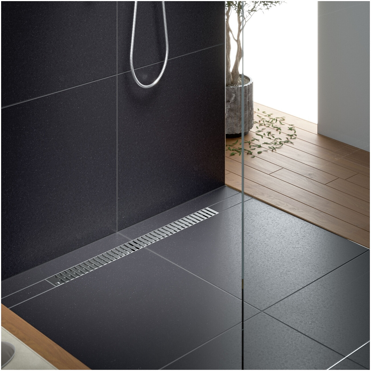 Душевой лоток с вставкой "lines" хром Timo Drain System 600 - изображение 2