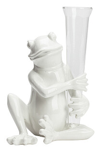 Ваза декоративная лягушка белая Frog Glass