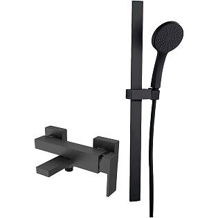 Душевой комплект черный со смесителем Stworki &quot;Нюборг&quot; NU-03b и гарнитуром Iddis Slide SLI1FB0i16