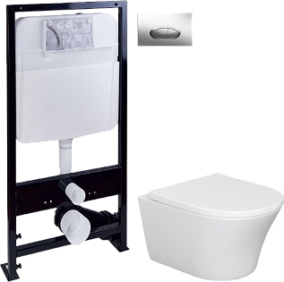 Унитаз белый Stworki &quot;Вестерос&quot; HCVST1700SC с инсталляцией ProLT 0026-2020 и кнопкой хром 0051