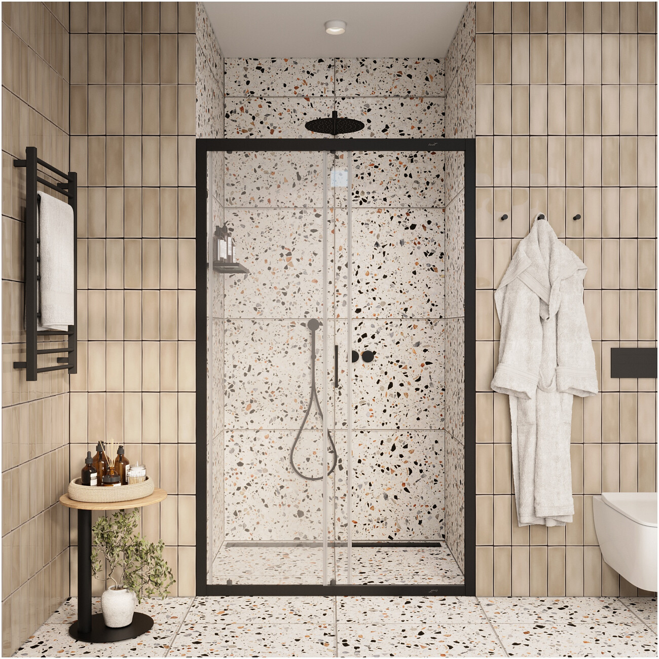 Дверь душевая в нишу 120х195 см прозрачная, черная Cerutti SPA GLORIA D120B - изображение 4