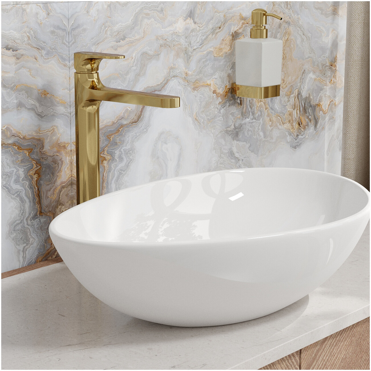 Смеситель для раковины из латуни золотой Wasserkraft 2103H - изображение 2